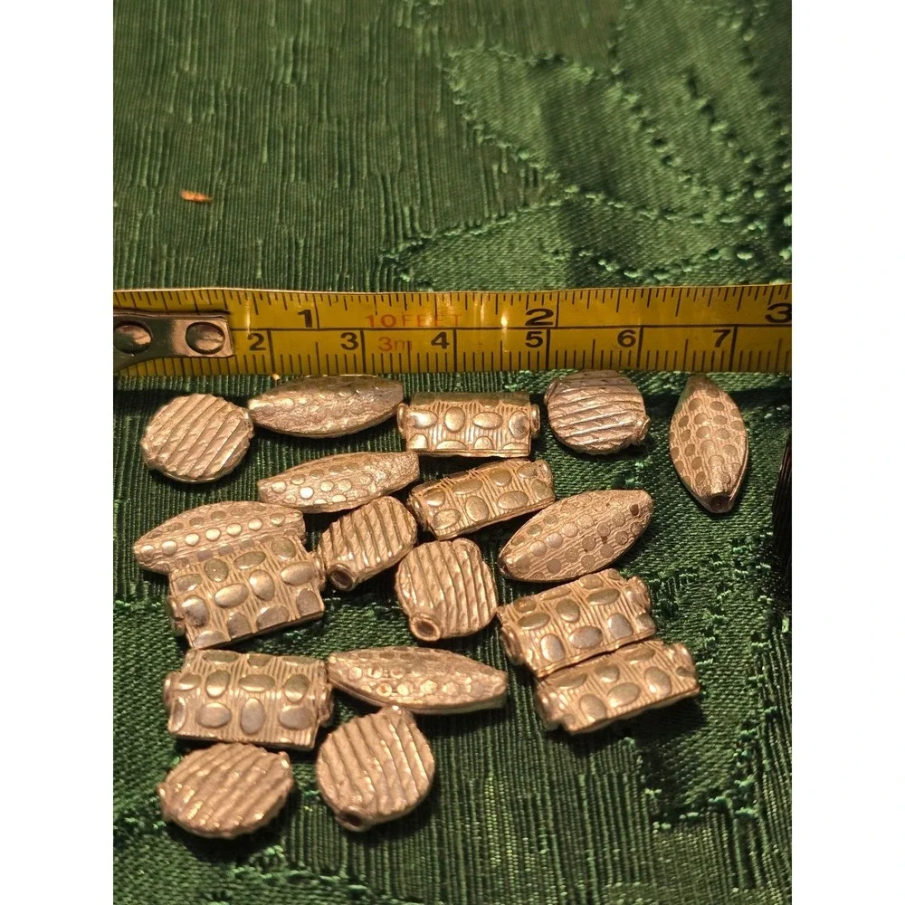 Silver-Pltd Antique Tone Beads‎ Textured Making Crafts Supplies #108